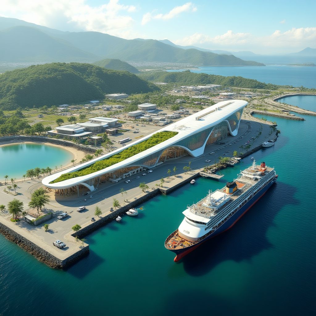 Diseño futurista del puerto de Manta